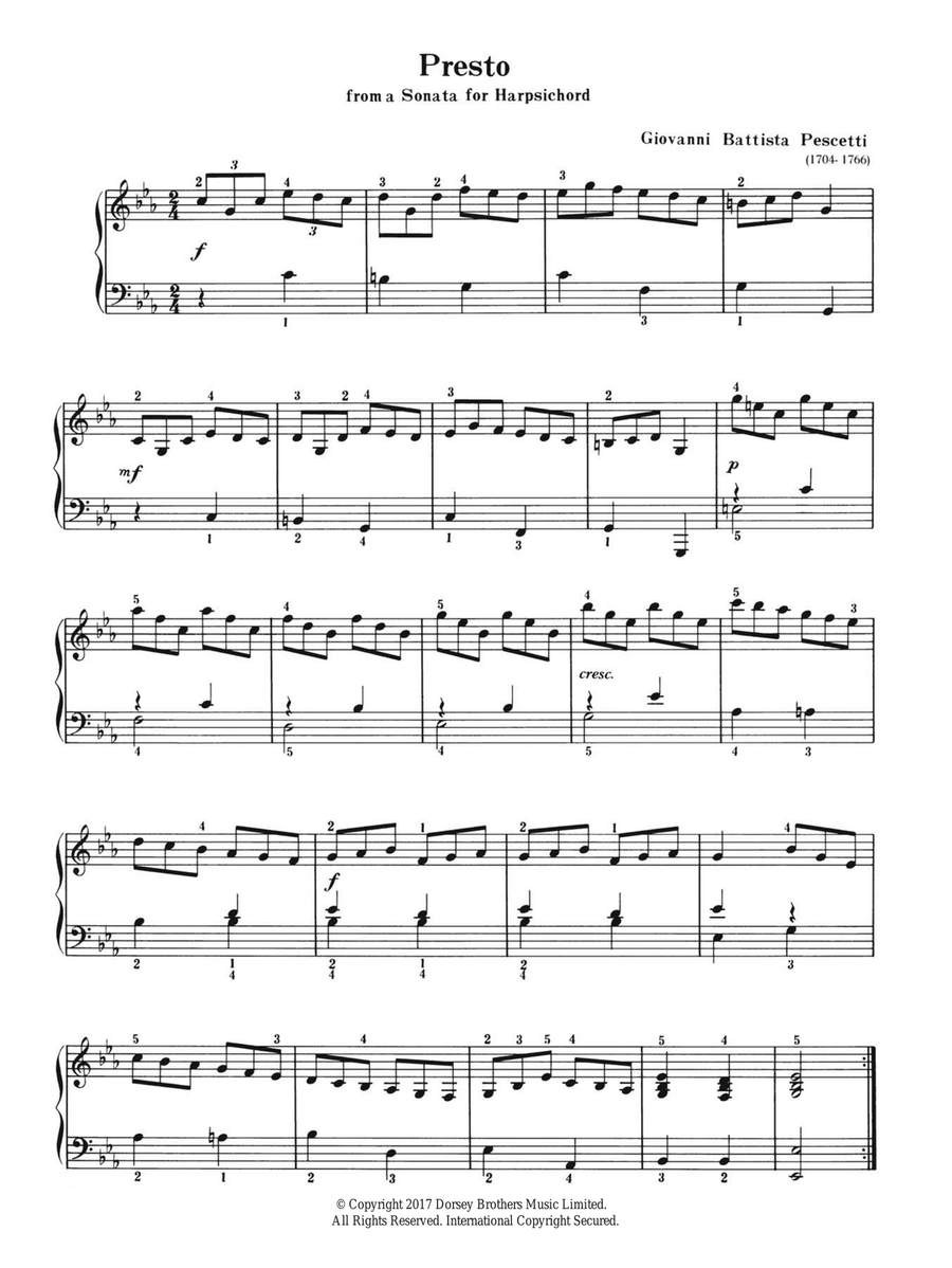 Presto Piano Solo scores gallery preview page 1