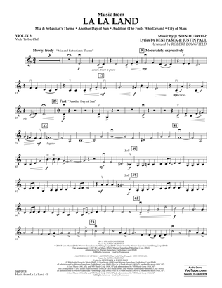 Book cover for Music from La La Land - Violin 3 (Viola Treble Clef)