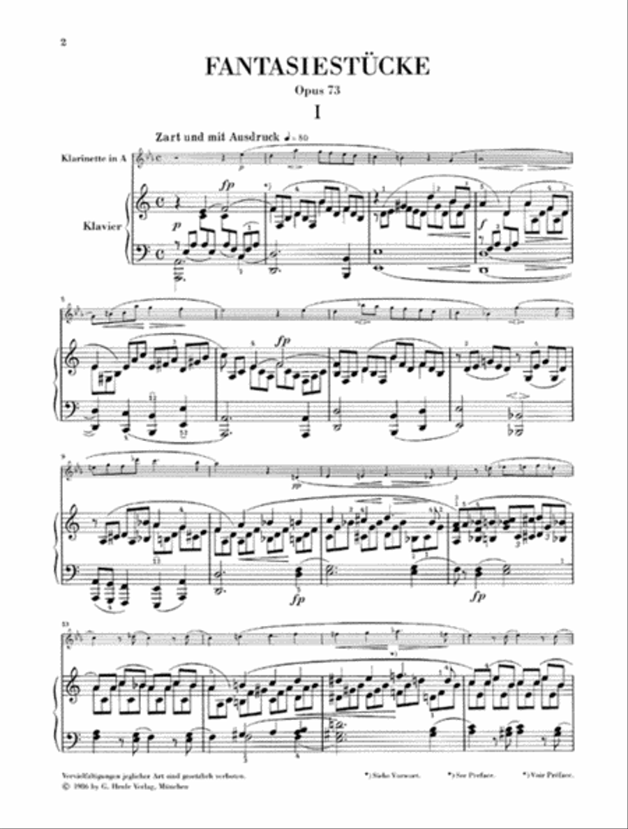 Fantasy Pieces for Piano and Clarinet Op. 73 Clarinet scores gallery preview page 2