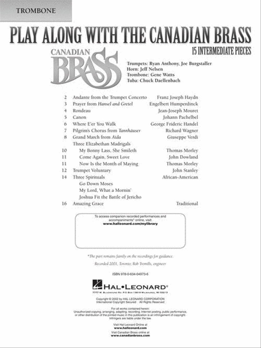 Play Along with The Canadian Brass – Trombone Brass Quintet scores gallery preview page 3