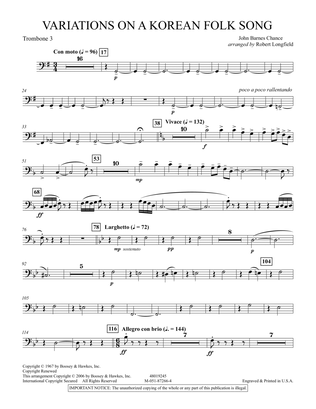 Variations on A Korean Folk Song - 3rd Trombone