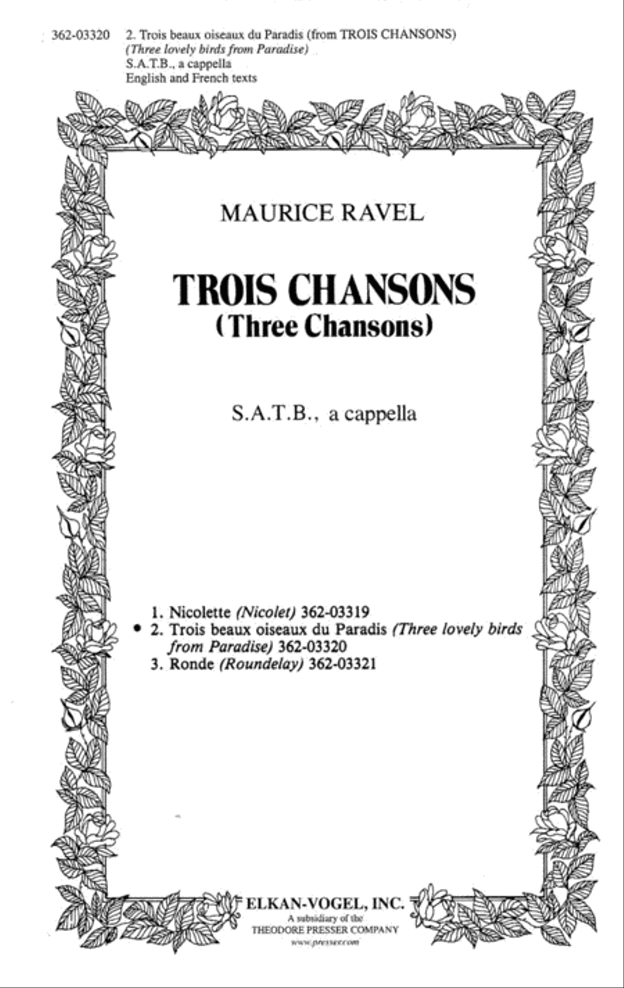 Trois Chansons 4-Part scores gallery preview page 1