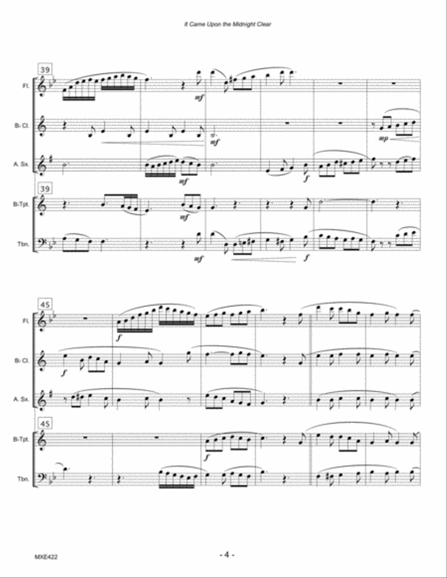 IT CAME UPON THE MIDNIGHT CLEAR - MIXED ENSEMBLE (Quintet) unaccompanied Small Ensemble scores gallery preview page 4
