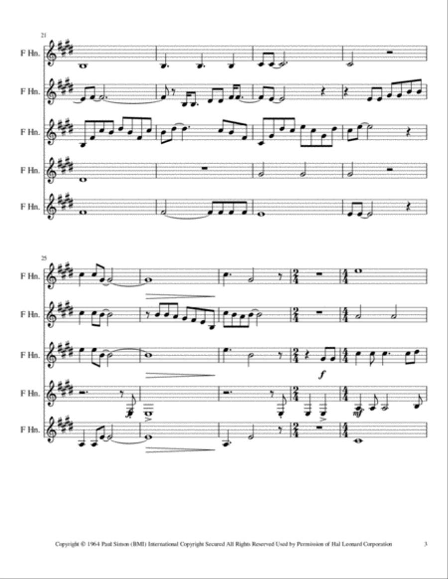 The Sound Of Silence Horn Solo scores gallery preview page 3