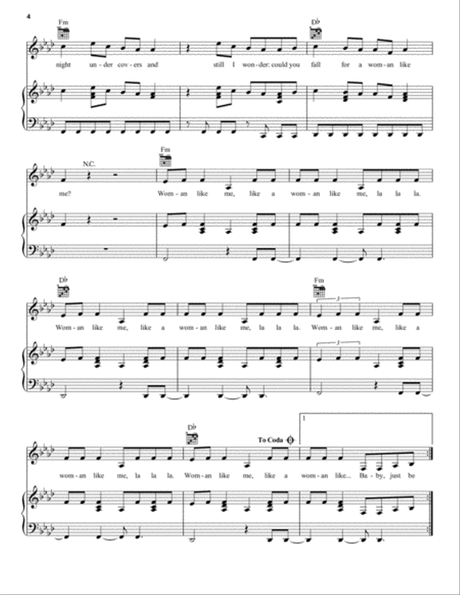 Woman Like Me (feat. Nicki Minaj) Piano, Vocal, Guitar scores gallery preview page 4