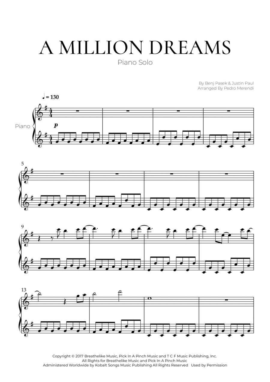 A Million Dreams A Million Dreams Piano Solo scores gallery preview page 1