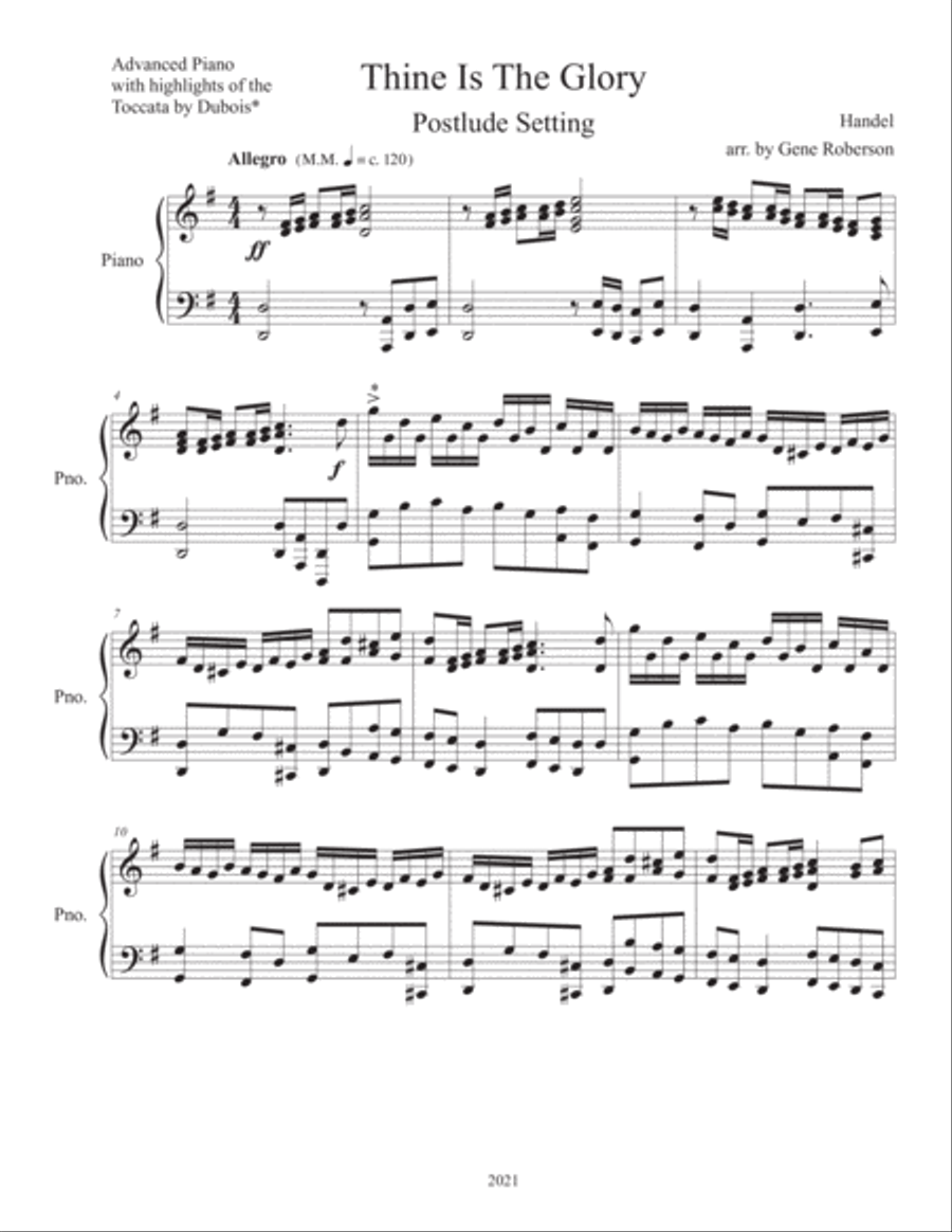 Postlude on Thine Is the Glory Easter Piano Solo Advanced Piano Solo scores gallery preview page 2