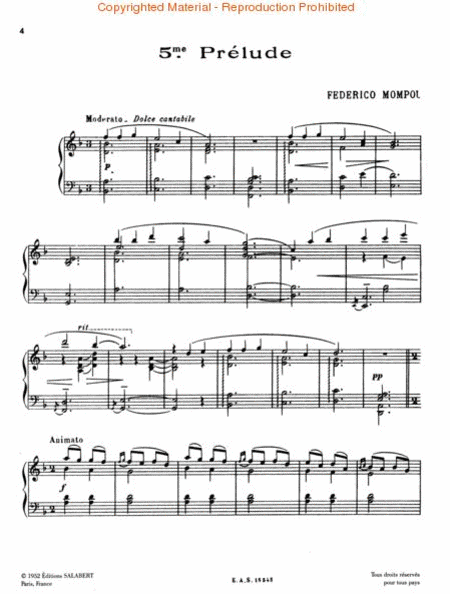 Piano Album by Federico Mompou Piano Solo - Sheet Music