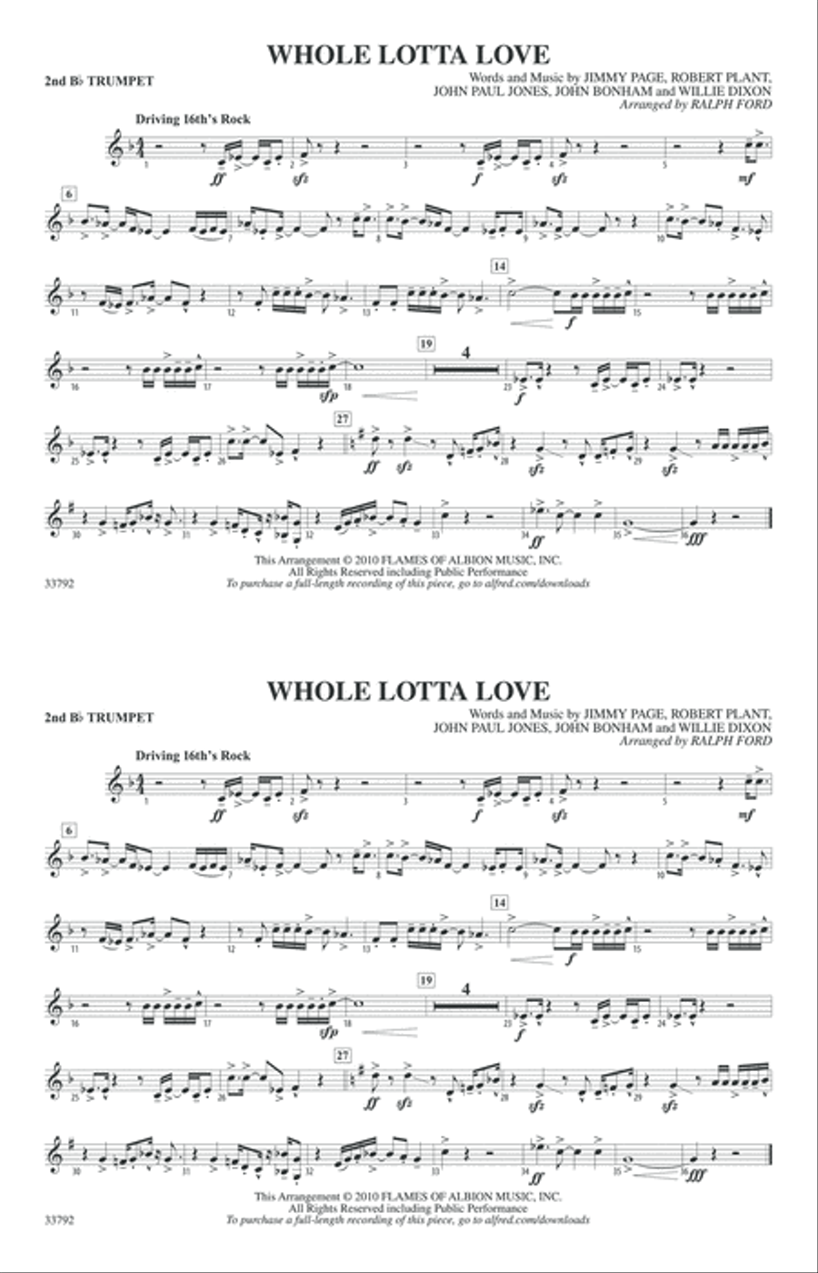 Whole Lotta Love: 2nd B-flat Trumpet Marching Band scores gallery preview page 1