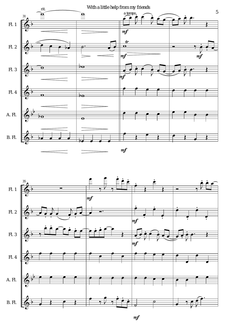 With A Little Help From My Friends Woodwind Ensemble scores gallery preview page 5