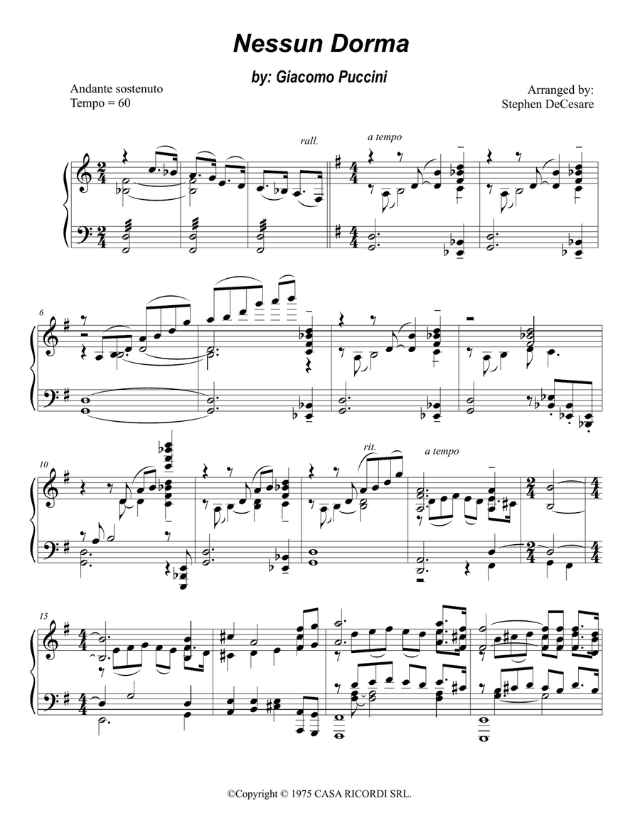 Nessun Dorma Piano Quintet scores gallery preview page 4