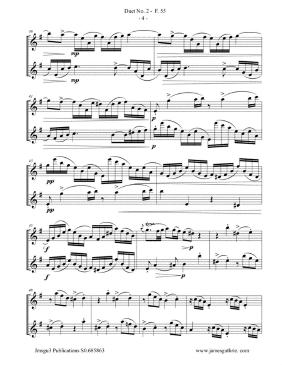 WF Bach: Duet No. 2 for Alto Flute Duo Flute Duet scores gallery preview page 4
