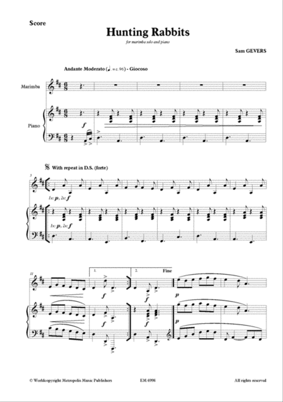 10 Pieces for Marimba (2 mallets) Piano Accompaniment scores gallery preview page 3