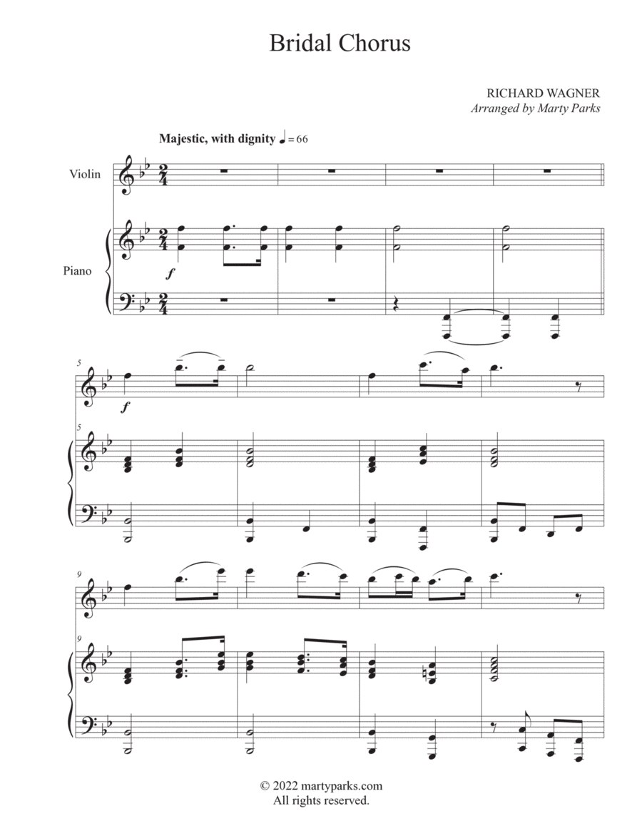 Bridal Chorus (Violin-Piano) Violin Solo scores gallery preview page 1
