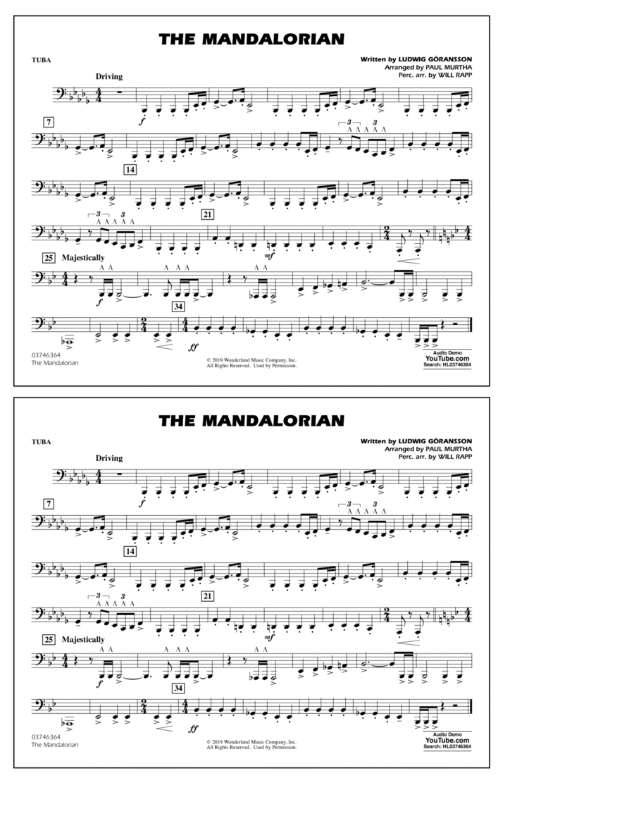 The Mandalorian (from Star Wars: The Mandalorian) (arr. Paul Murtha) - Tuba