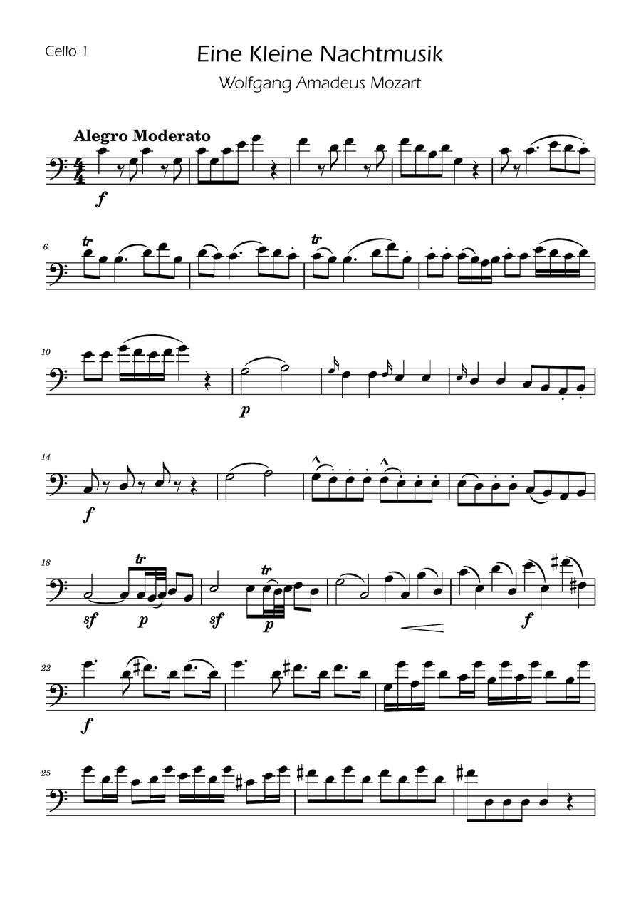 Mozart: Eine Kleine Nachtmusik (K.525) - Cello Trio