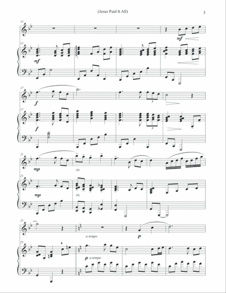 Jesus Paid It All (with Jesus Loves Me) Flute & Piano Flute Solo scores gallery preview page 3
