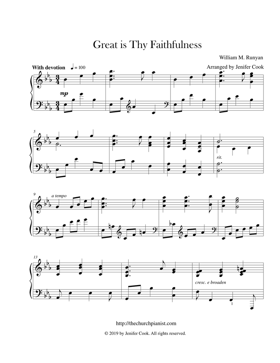 Great is Thy Faithfulness (advanced) Piano Solo scores gallery preview page 1