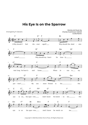 Book cover for His Eye Is on the Sparrow (Key of F Major)