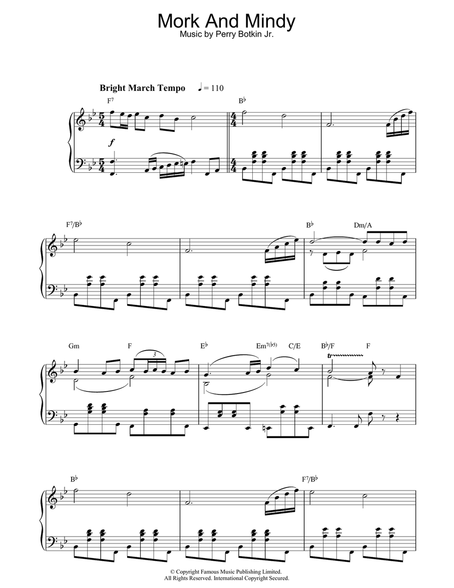 Mork And Mindy Piano Solo scores gallery preview page 1