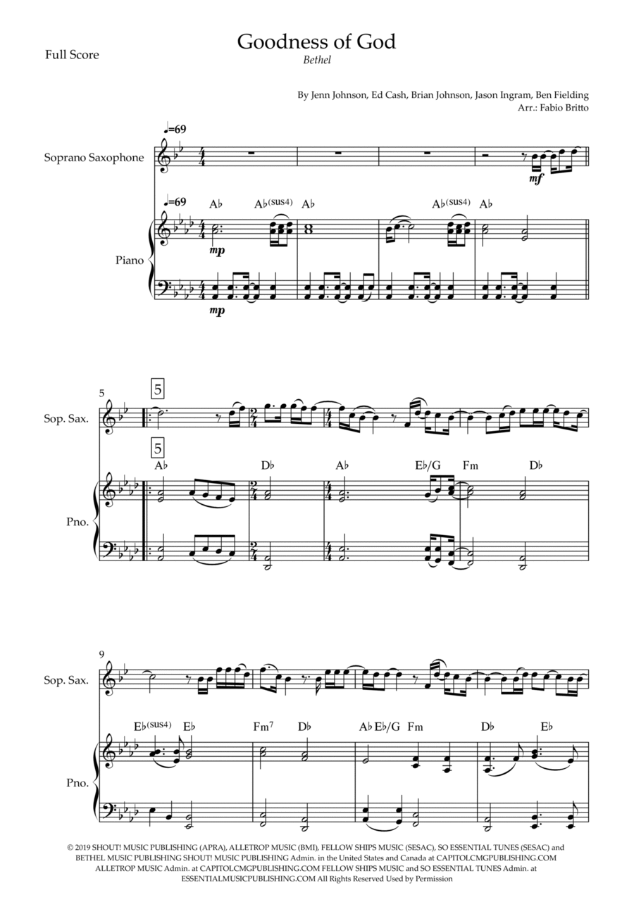 Goodness Of God Goodness Of God Soprano Saxophone scores gallery preview page 1