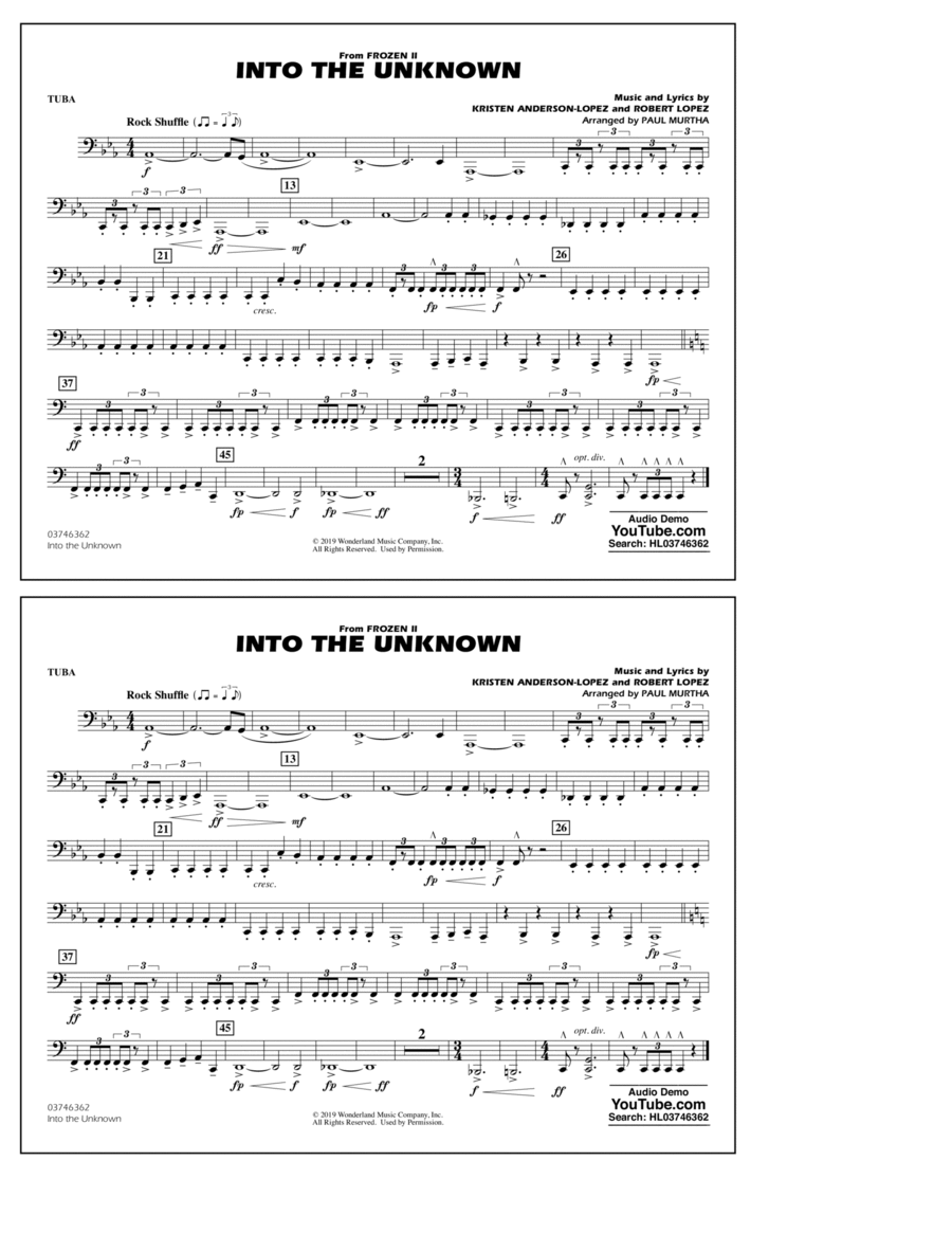 Into the Unknown (from Disney's Frozen 2) (arr. Paul Murtha) - Tuba