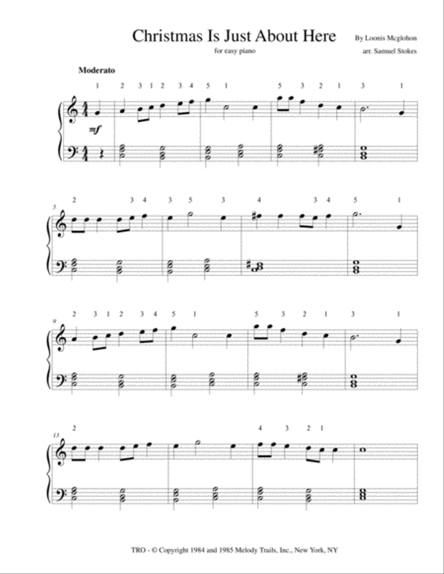 Christmas Is Just About Here Easy Piano scores gallery preview page 1