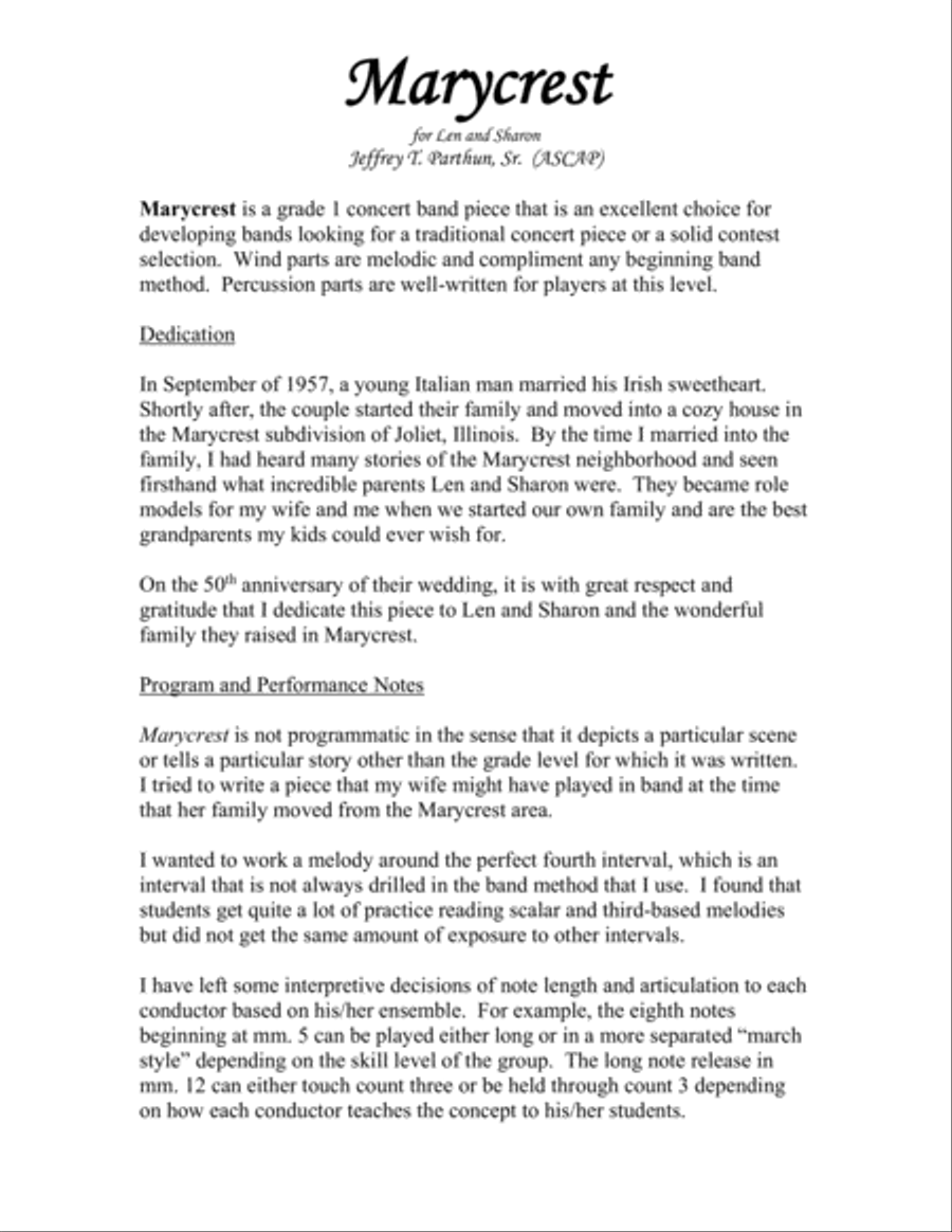 Marycrest Concert Band scores gallery preview page 2