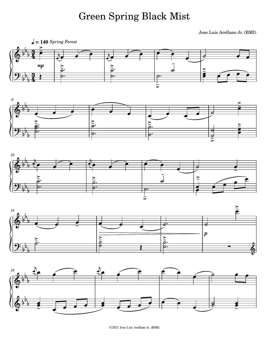 Green Spring Black Mist Green Spring Black Mist Piano Solo scores gallery preview page 3