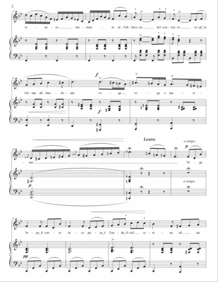 DONIZETTI: Il barcaiolo (transposed to B-flat major) Voice scores gallery preview page 3