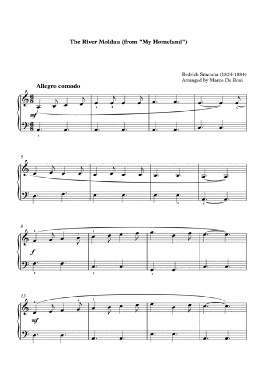 The River Moldau by Smetana for Easy Piano Easy Piano scores gallery preview page 1