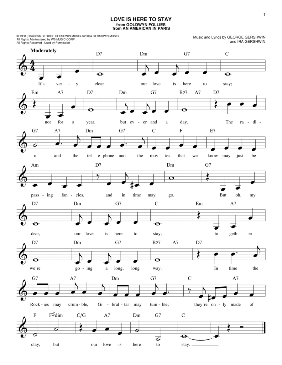 Love Is Here To Stay Piano scores gallery preview page 1