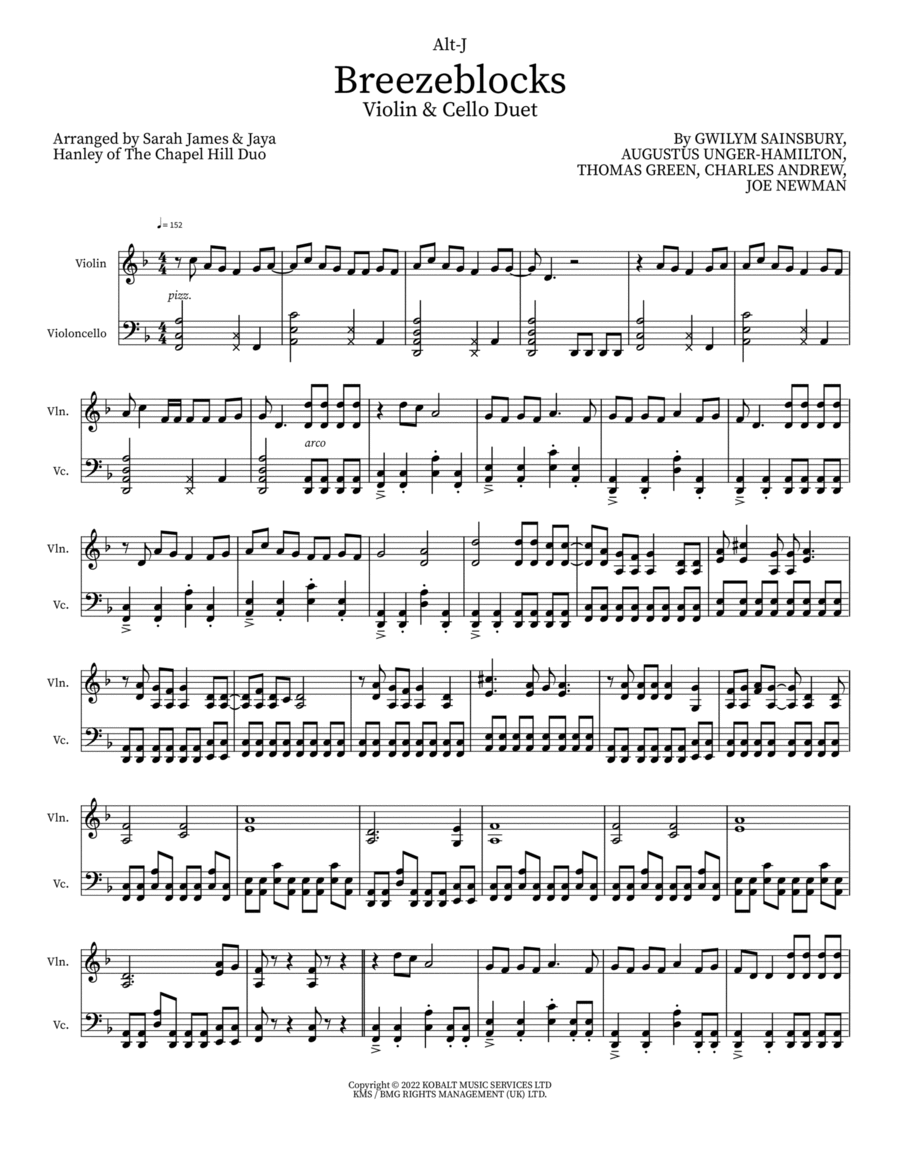 Breezeblocks String Duet scores gallery preview page 1