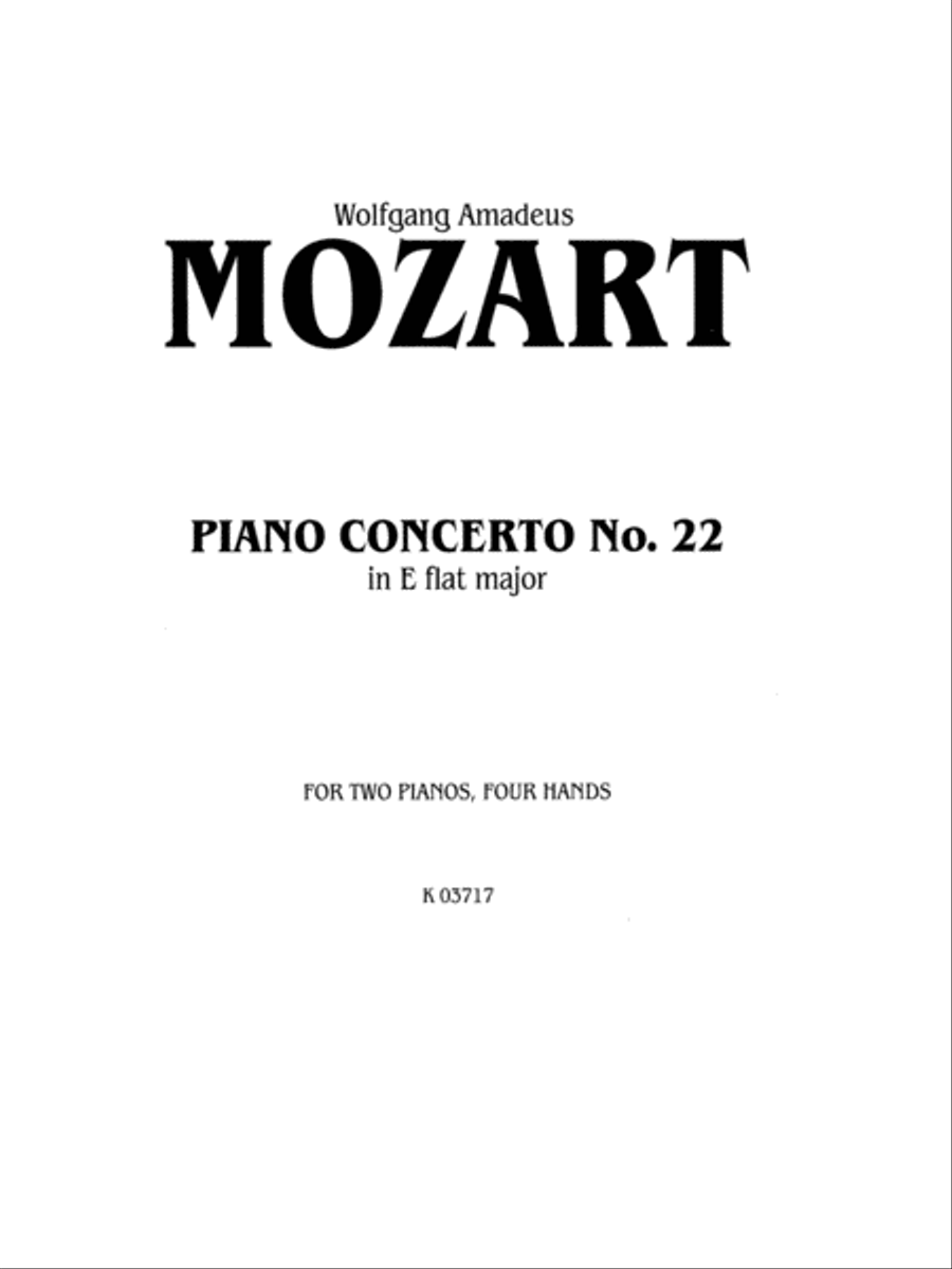 Mozart: Piano Concerto No. 22 in E flat Major, K. 482 Piano scores gallery preview page 1