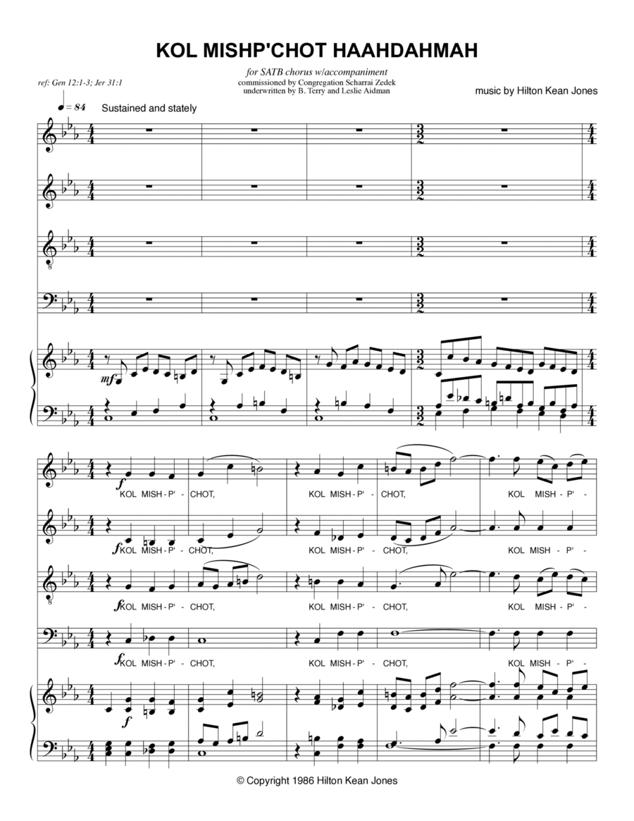 KOL MISHP'CHOT HAAHDAHMAH 4-Part scores gallery preview page 1