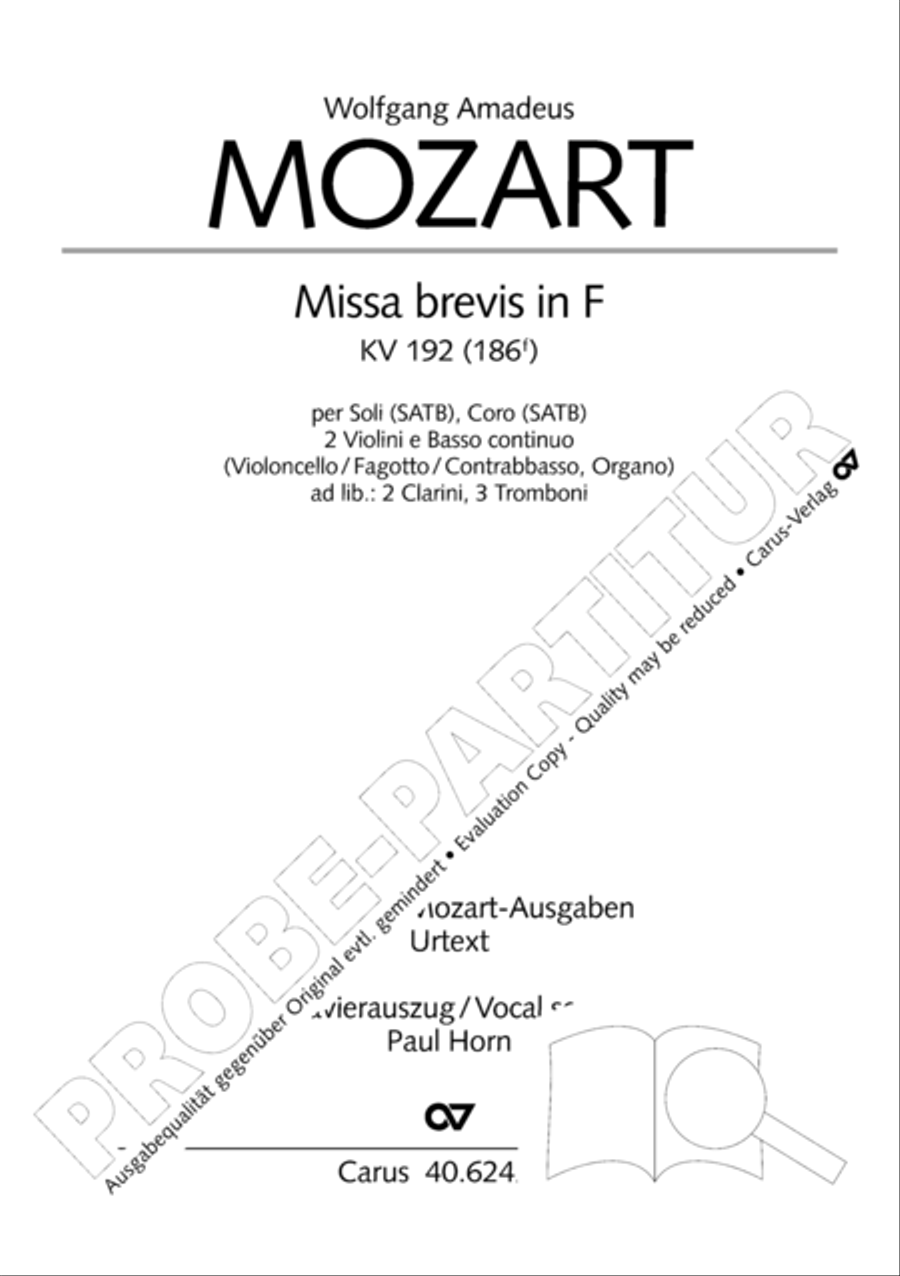 Missa brevis in F major 4-Part scores gallery preview page 2