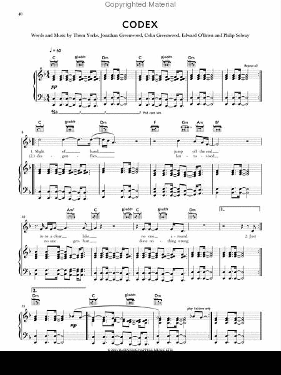 Radiohead - King of Limbs, The Piano, Vocal, Guitar scores gallery preview page 2