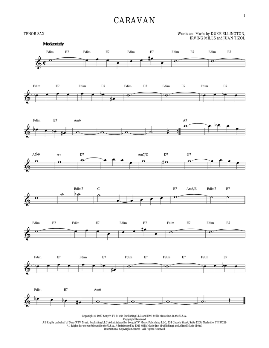 Caravan Tenor Saxophone scores gallery preview page 1