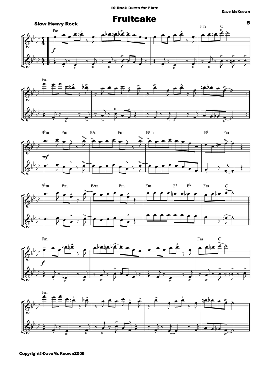 10 Rock Duets for Flute Flute Duet scores gallery preview page 5