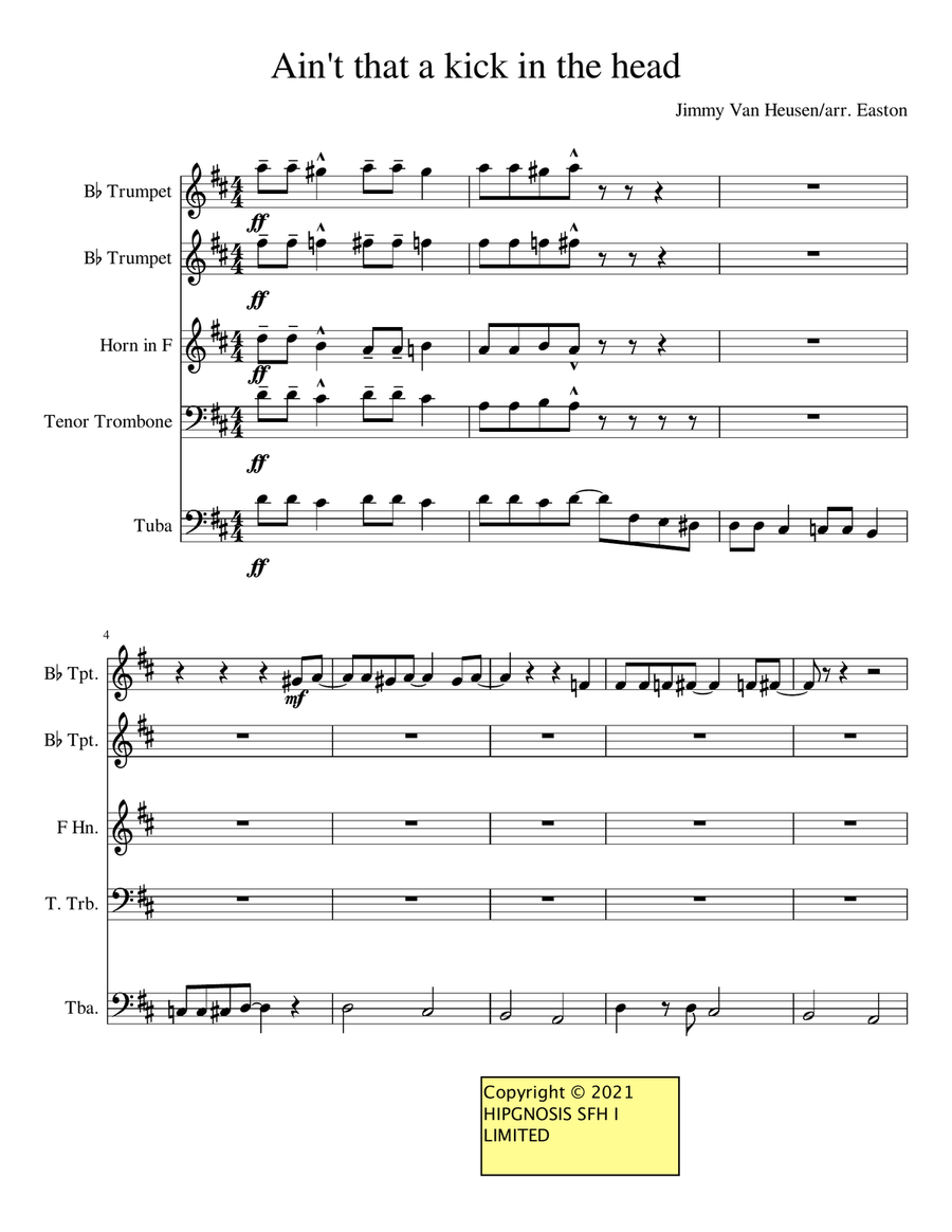 Ain't That A Kick In The Head Brass Ensemble - Digital Sheet Music