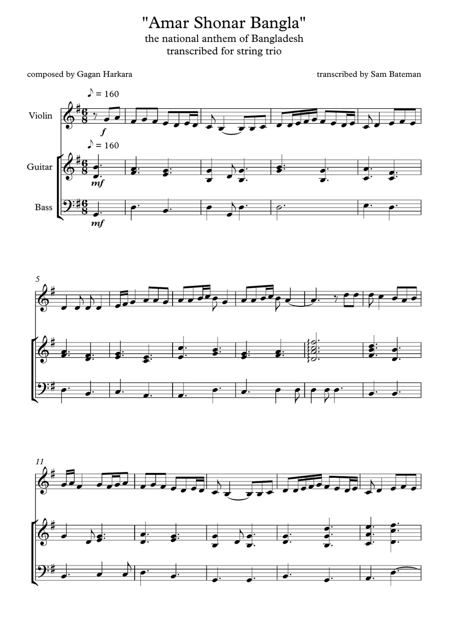 Amar Shonar Bangla Small Ensemble scores gallery preview page 1