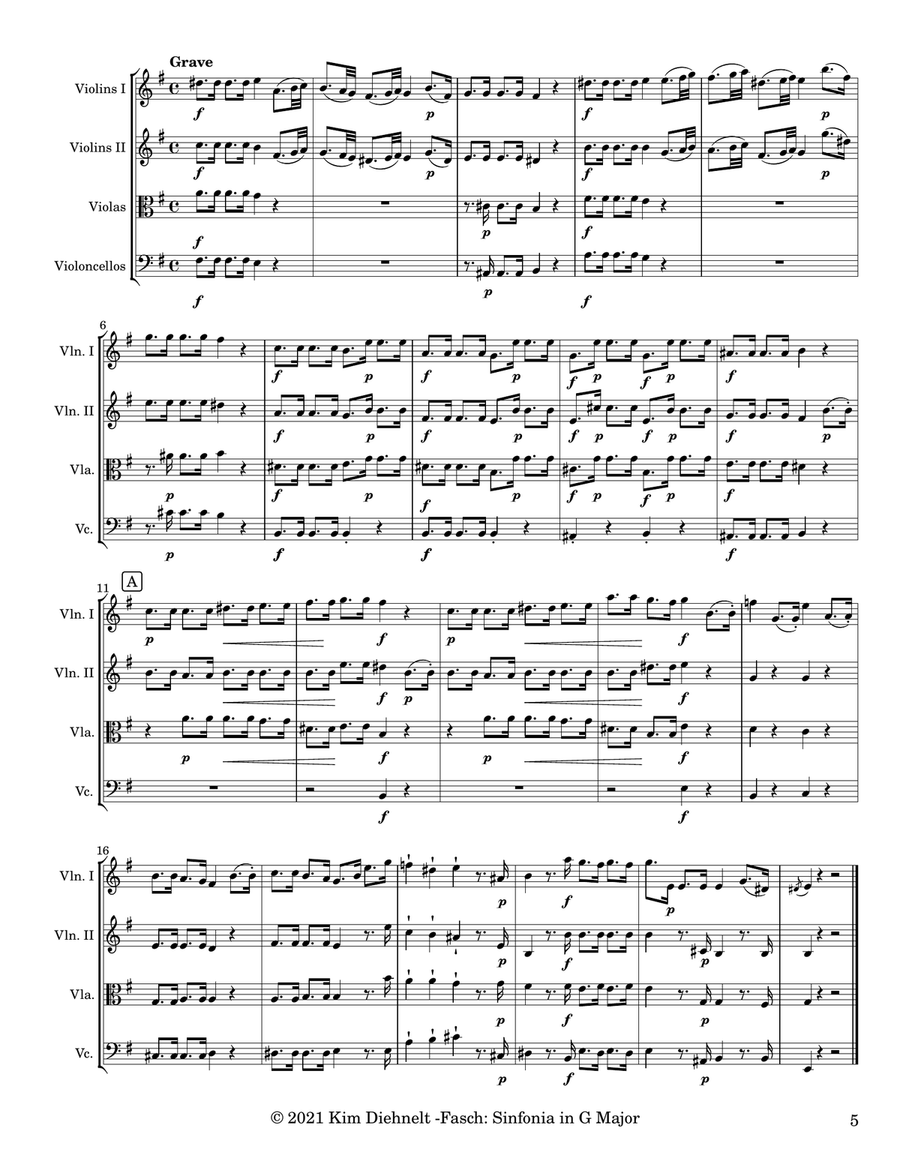 Fasch: Sinfonia in G Major (Arr. Diehnelt, for String Quartet) String Quartet scores gallery preview page 6