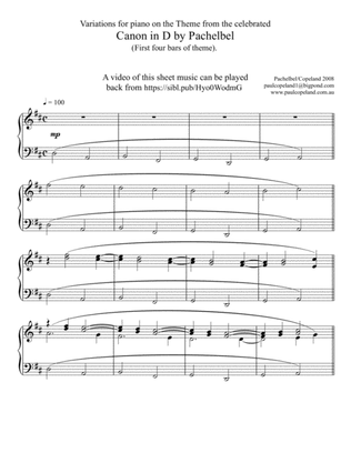 Pachelbel Canon in D variations arranged for piano.