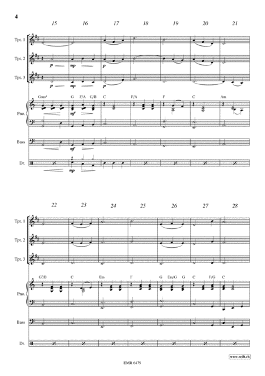 Morning Has Broken Trumpet Trio scores gallery preview page 4