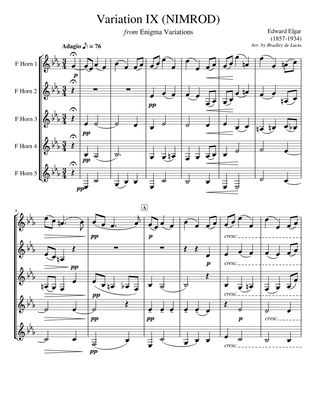 Nimrod - Enigma Variations IX for Horn Quintet