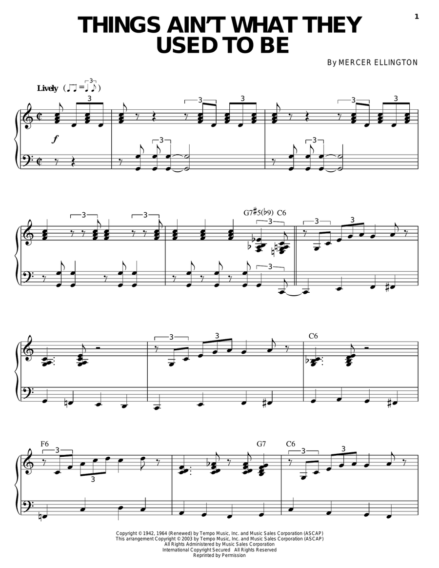 Things Ain't What They Used To Be Piano Solo scores gallery preview page 1