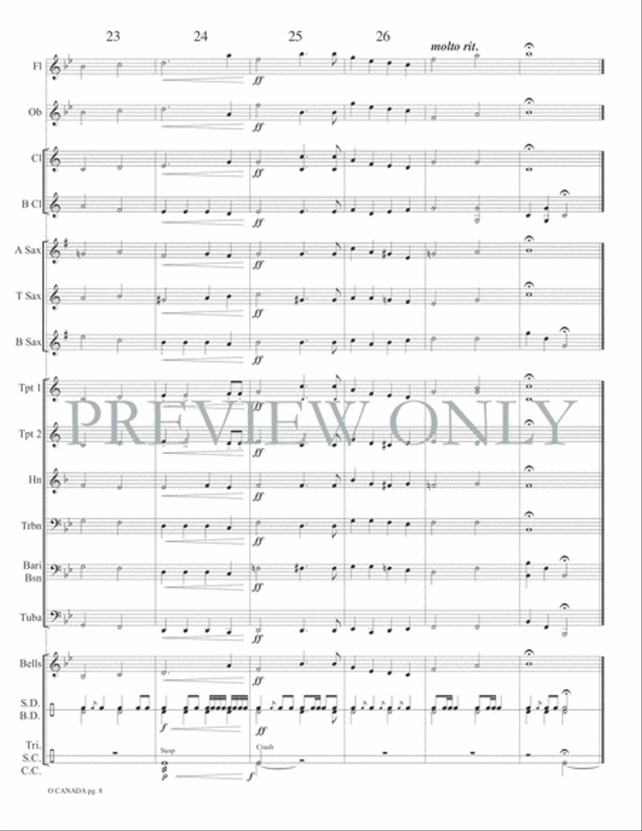 O Canada Concert Band scores gallery preview page 11