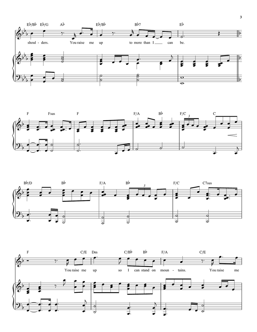 You Raise Me Up Piano, Vocal scores gallery preview page 3