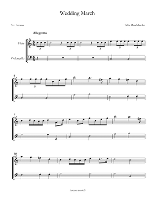 wedding march mendelssohn Flute and Cello sheet music