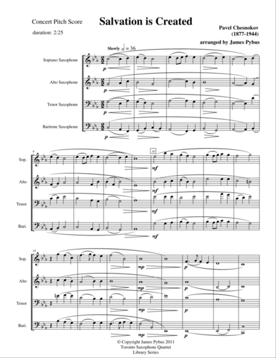 Salvation is Created Saxophone Quartet scores gallery preview page 3